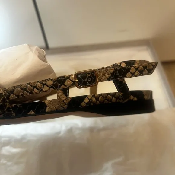 Jimmy Choo London Snake Print Neutral Leather Strappy Sandals (Size EU 37/US 7)