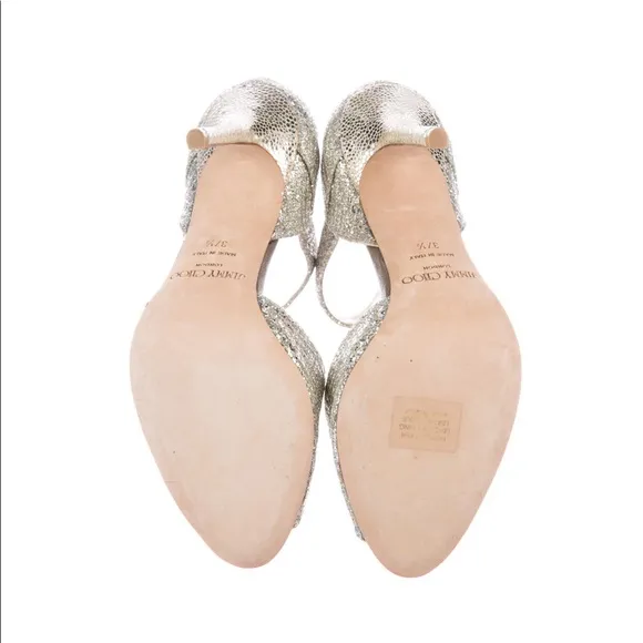 Jimmy Choo metallic Mary Jane sandals size 37.5