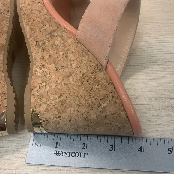 Jimmy Choo Peach Suede Cork Wedge Sandals Size 37