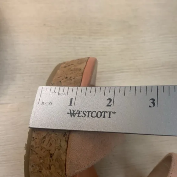 Jimmy Choo Peach Suede Cork Wedge Sandals Size 37