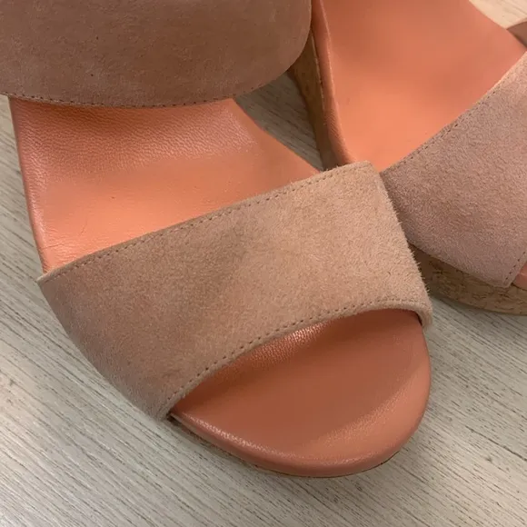 Jimmy Choo Peach Suede Cork Wedge Sandals Size 37