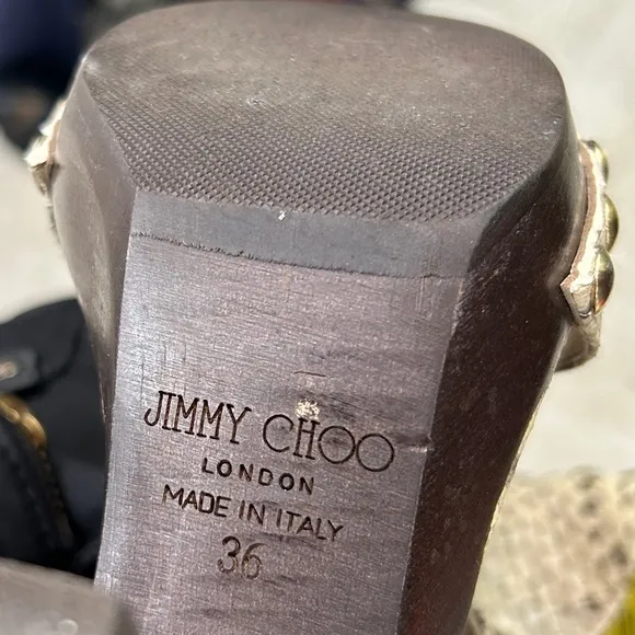 Jimmy Choo Snake Print Lea Heel platform sandal EU 36 US 6