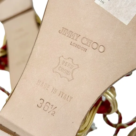 JIMMY CHOO Thong Gladiator Sandals Egyptian Gold Nappa Leather