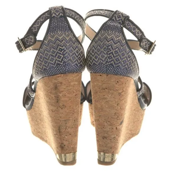 JIMMY CHOO Women Platform Wedge Sandals Canvas Size EU 41 EUC