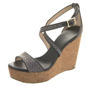 JIMMY CHOO Women Platform Wedge Sandals Canvas Size EU 41 EUC
