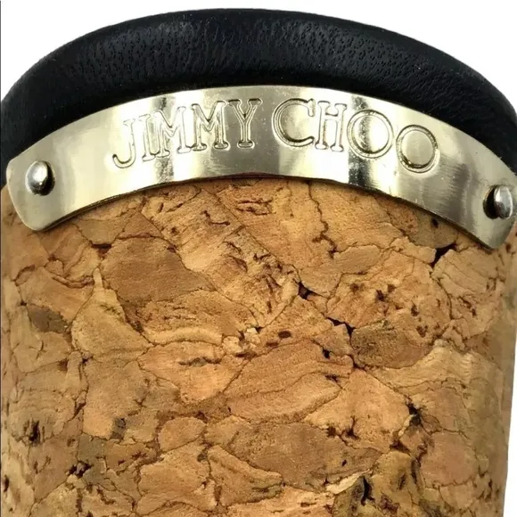 Jimmy Choo Women’s Snakeskin Embossed Leather and Cork Slide Wedge Sandals