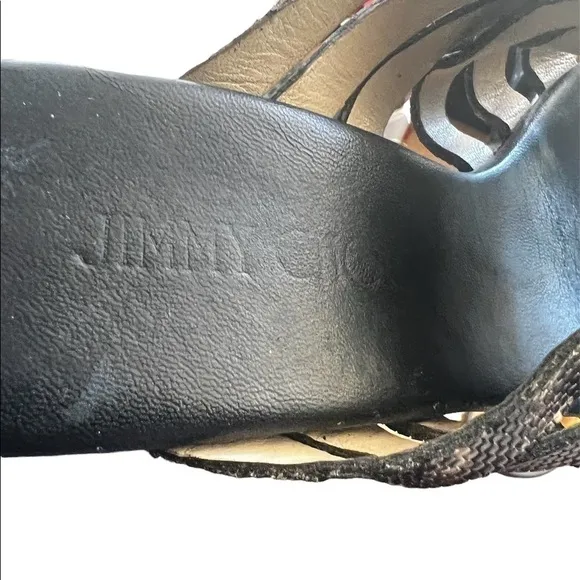 Jimmy Choo Women’s Snakeskin Embossed Leather and Cork Slide Wedge Sandals