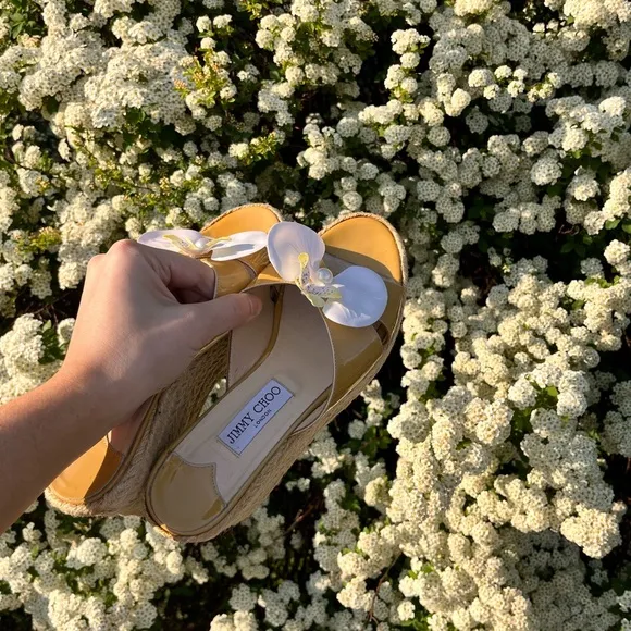 Jimmy Choo Yellow Wedge Sandals