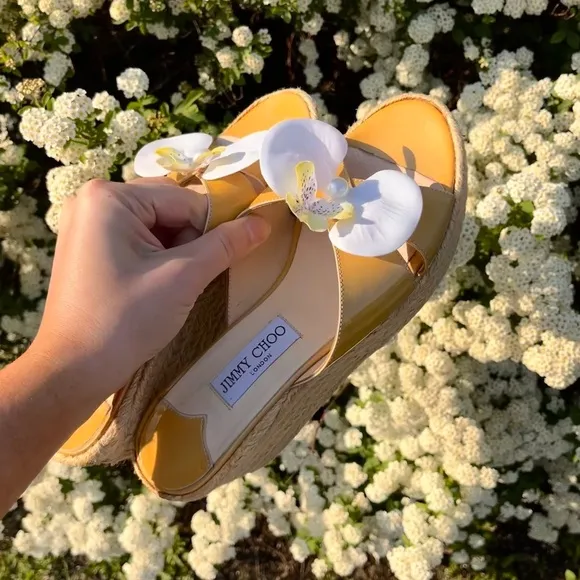 Jimmy Choo Yellow Wedge Sandals