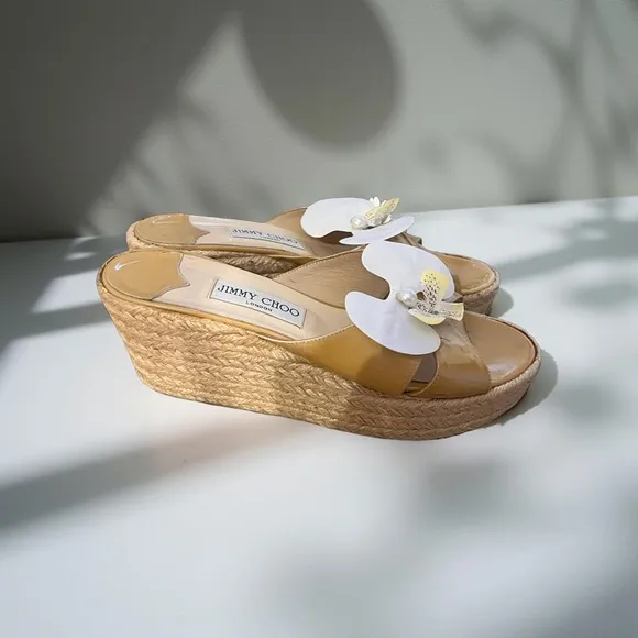 Jimmy Choo Yellow Wedge Sandals