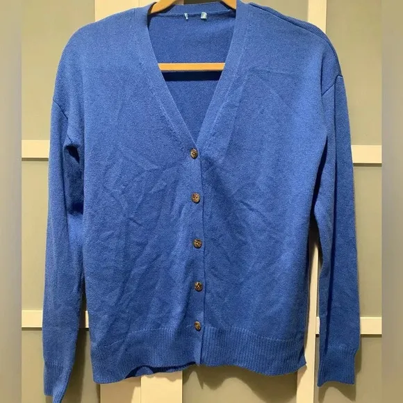 J.McLaughlin Women’s 100% Cashmere Luxe Cardigan Sweater Royal Blue NWOT Fit S/M