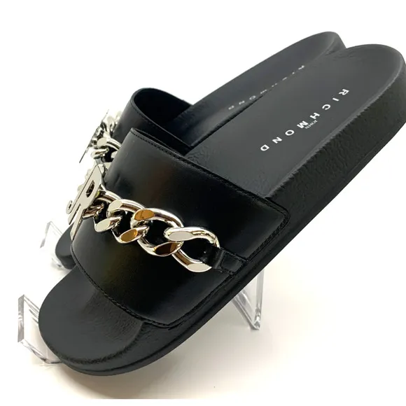 JOHN RICHMOND Men's NEW Leather Sandals Slides - Men's Size 9 - NIB