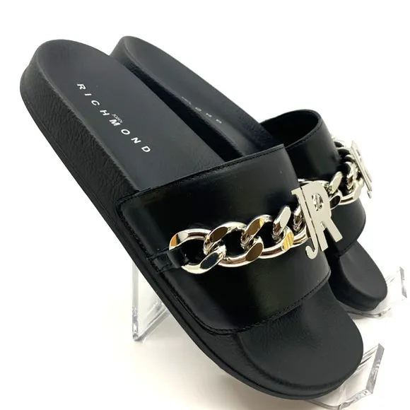 JOHN RICHMOND Men's NEW Leather Sandals Slides - Men's Size 9 - NIB