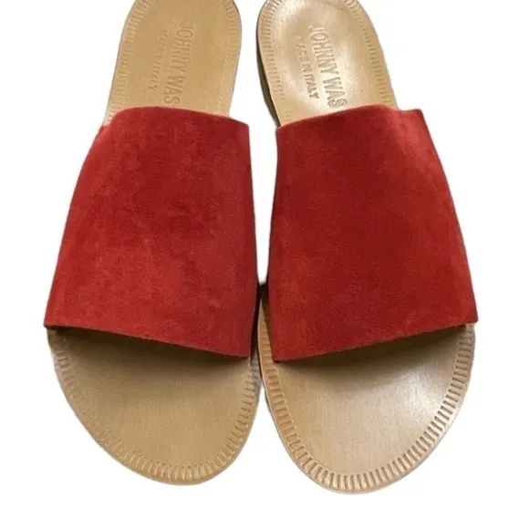 Johnny Was Camila sandals size 7 red color new in original box