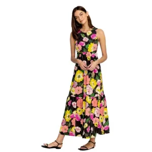 Johnny Was Cassia Maxi Dress SZ L Multicolor Floral Sleeveless Open Back