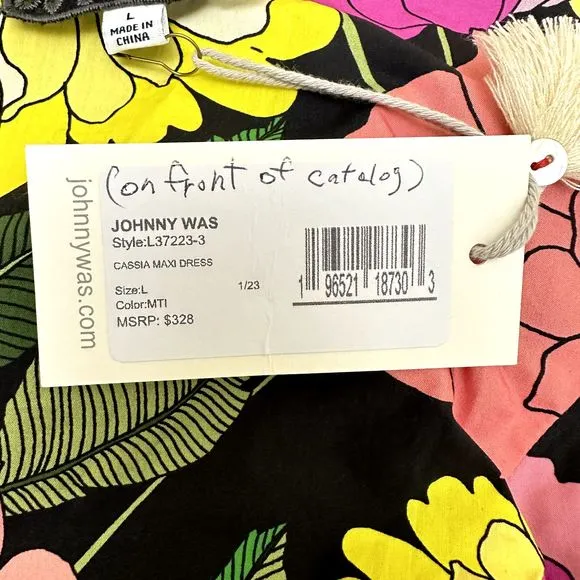Johnny Was Cassia Maxi Dress SZ L Multicolor Floral Sleeveless Open Back