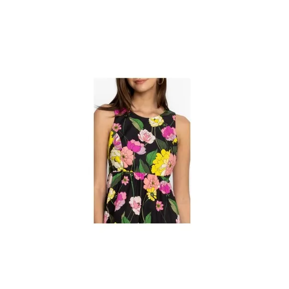 Johnny Was Cassia Maxi Dress SZ L Multicolor Floral Sleeveless Open Back