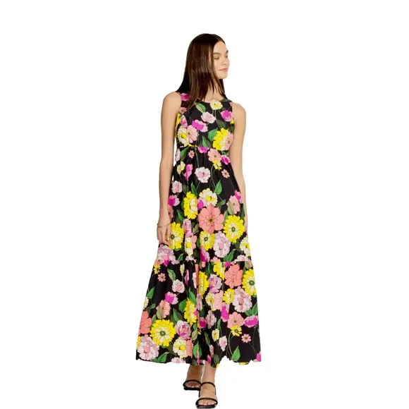 Johnny Was Cassia Maxi Dress SZ L Multicolor Floral Sleeveless Open Back