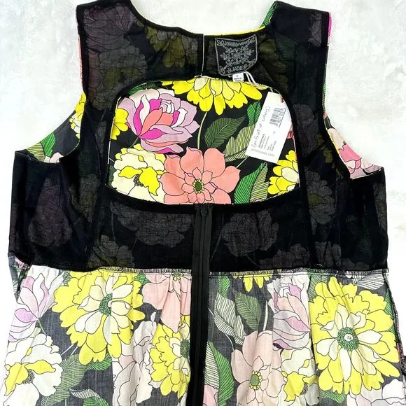 Johnny Was Cassia Maxi Dress SZ L Multicolor Floral Sleeveless Open Back