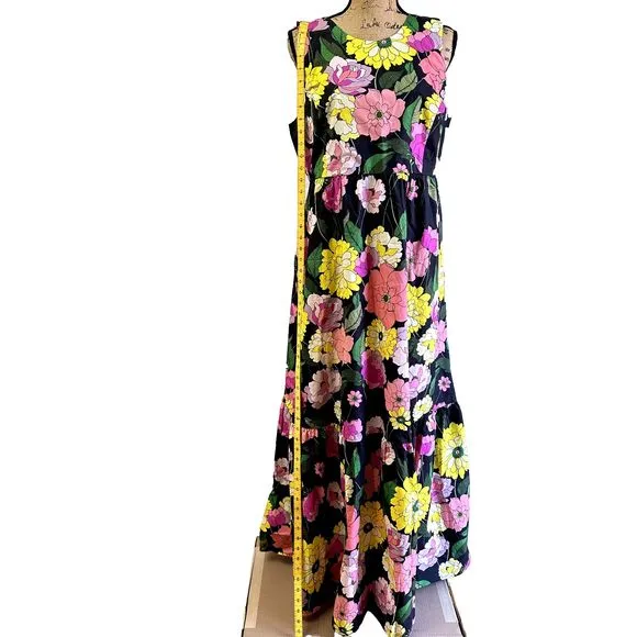 Johnny Was Cassia Maxi Dress SZ L Multicolor Floral Sleeveless Open Back