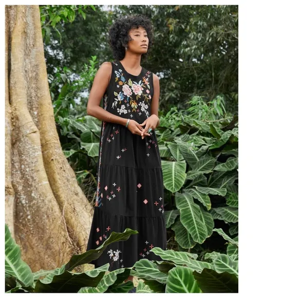 Johnny Was | Ceretti Floral Cotton Tank Dress | Black | S