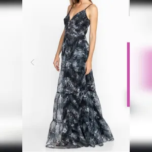 Johnny Was Dreamer Embroidered Floral Maxi:/ Formal Multicolor Black Gray Size 6
