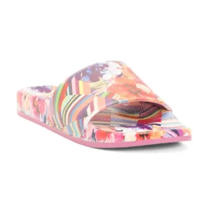 JOHNNY WAS Floral Stripe Pool Slide On Sandals