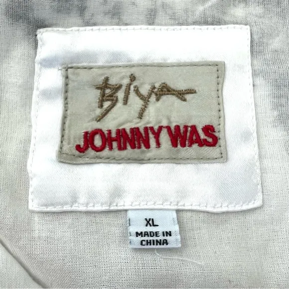 JOHNNY WAS Hollies House Black White Linen Embroidery  Sleeveless Dress Sz XL