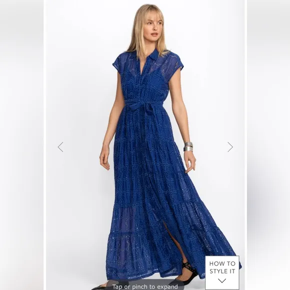Johnny Was 🔥 MARINA JOY SILK Embroidered MAXI DRESS