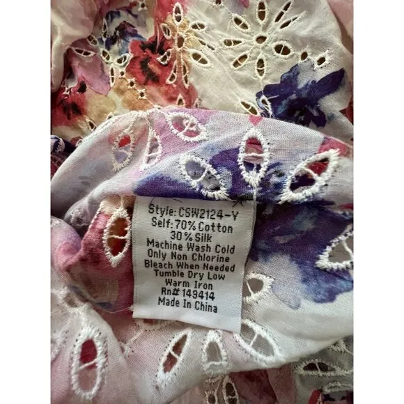 Johnny Was Summer Days Eyelet Dress cover up swim XL NWT