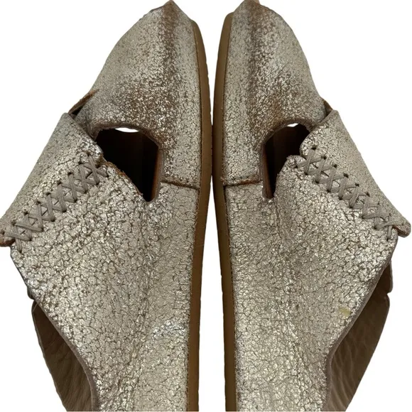 Johnston &amp; Murphy Sonya Gold Leather Sandals Slip On Open Toe COMFY | Size 9.5
