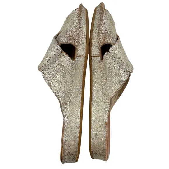 Johnston &amp; Murphy Sonya Gold Leather Sandals Slip On Open Toe COMFY | Size 9.5