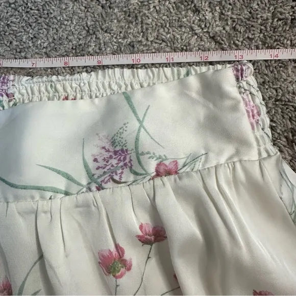Joie Anthropologie floral satin midi skirt &amp; crop top matching set medium spring