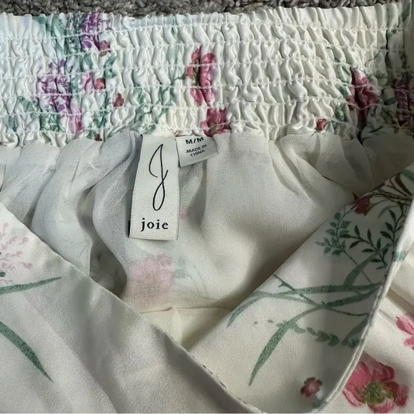 Joie Anthropologie floral satin midi skirt &amp; crop top matching set medium spring