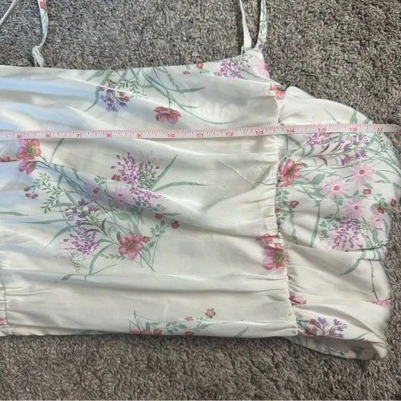 Joie Anthropologie floral satin midi skirt &amp; crop top matching set medium spring