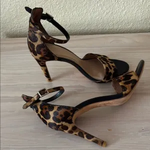 Joie Calfskin Leather Animal Print Stiletto Heels Sexy Sandals 9