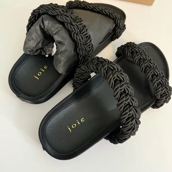 Joie Constance Women’s Black Corded Braided Slip In Summer Sandal Size 5.5 NIB