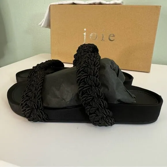 Joie Constance Women’s Black Corded Braided Slip In Summer Sandal Size 5.5 NIB