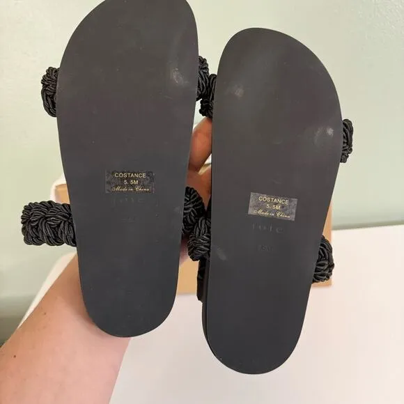 Joie Constance Women’s Black Corded Braided Slip In Summer Sandal Size 5.5 NIB