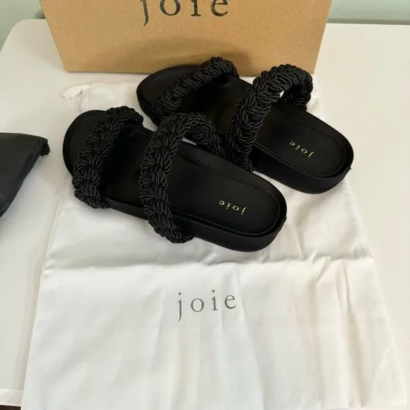 Joie Constance Women’s Black Corded Braided Slip In Summer Sandal Size 5.5 NIB