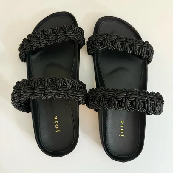 Joie Constance Women’s Black Corded Braided Slip In Summer Sandal Size 5.5 NIB