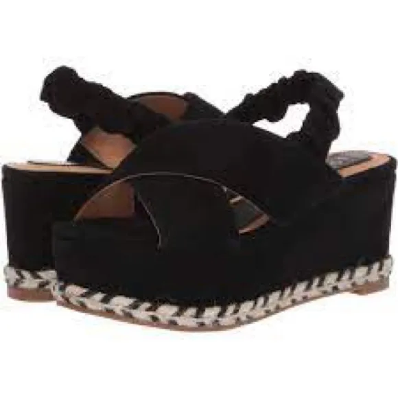 JOIE GARDEN LEATHER PLATFORM SANDALS BLACK NWT SZ EUR 41 US 10.5