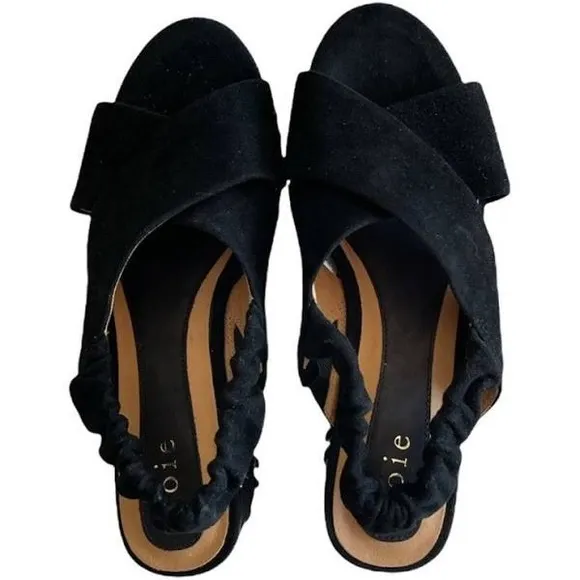 JOIE GARDEN LEATHER PLATFORM SANDALS BLACK NWT SZ EUR 41 US 10.5