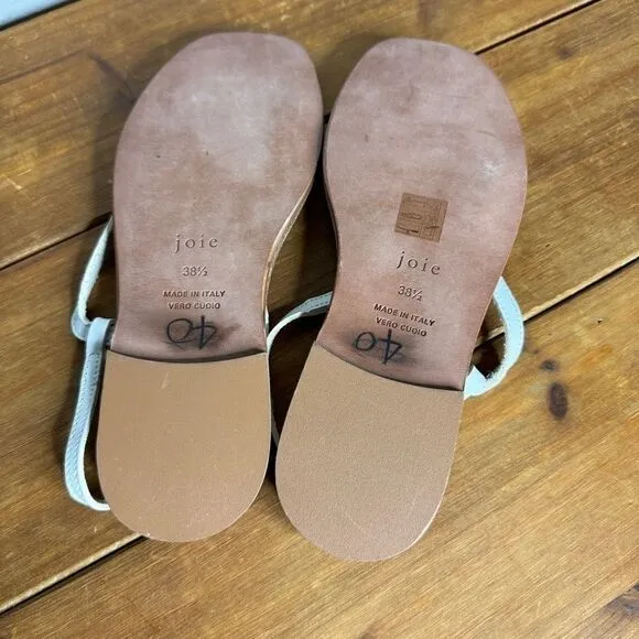 Joie white leather strappy slip on sandals size 38.5 nwot