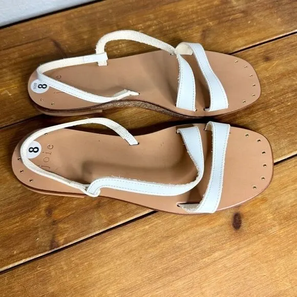 Joie white leather strappy slip on sandals size 38.5 nwot
