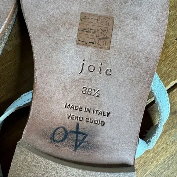 Joie white leather strappy slip on sandals size 38.5 nwot