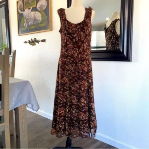 Jones New York Silk Butterfly Print Scoop Neck Sleeveless Maxi Dress Size 16 NWT