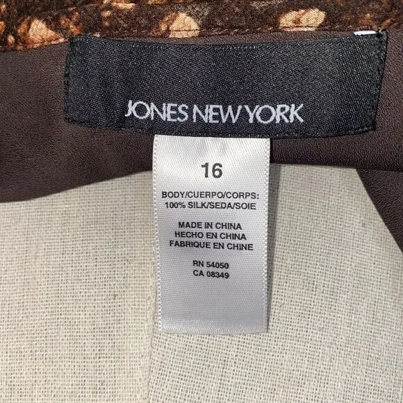 Jones New York Silk Butterfly Print Scoop Neck Sleeveless Maxi Dress Size 16 NWT
