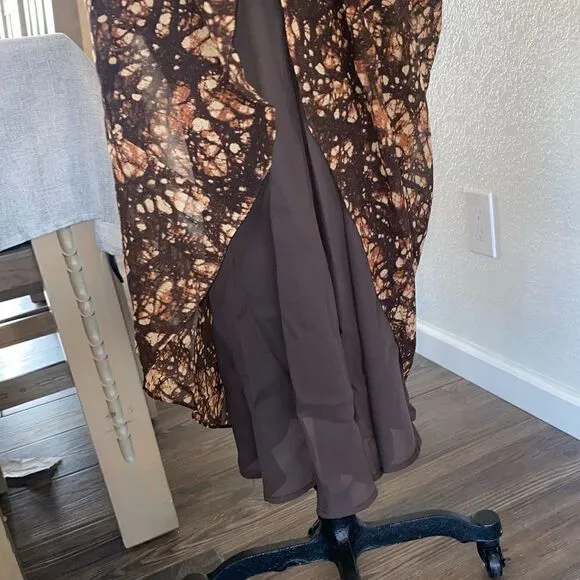 Jones New York Silk Butterfly Print Scoop Neck Sleeveless Maxi Dress Size 16 NWT
