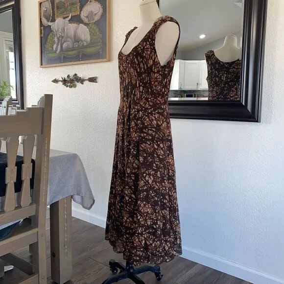 Jones New York Silk Butterfly Print Scoop Neck Sleeveless Maxi Dress Size 16 NWT